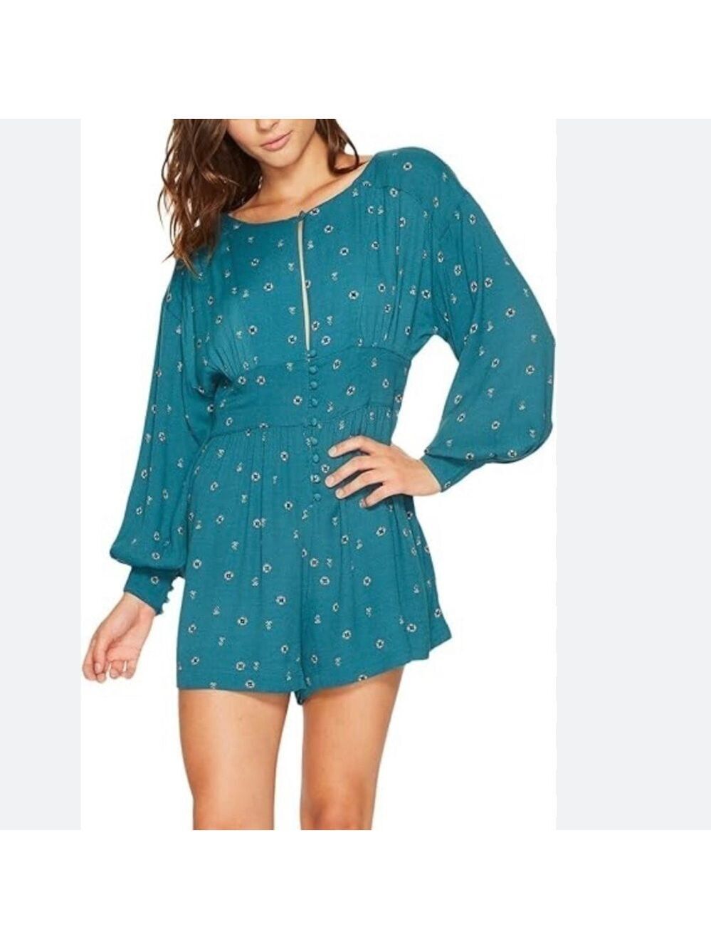 Free people love grows green combo festival floral romper size xs